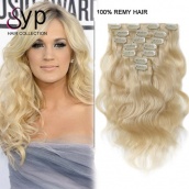 #613 Blonde European Brazilian Body Wave Best Clip In Human Hair Extensions 7pcs/lot 120g