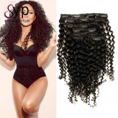 Best Kinky Curly Clip In Human Hair Extensions Real Virgin Remy Natural Hair Can Be Bleached 7pcs/set 120g