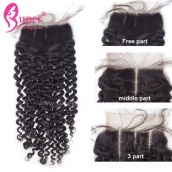 Top Lace Closure 4x4 Curly Virgin Human Hair Bleached Knots With Baby Hair