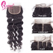 4x4 Bleached Knots Swiss Lace Closure Weave Piece Natural Wave Virgin Human Hair