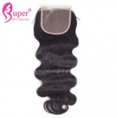 Cheap Lace Closure 4x4 Human Hair Body Wave Closure With Baby Hair Bleached Knots