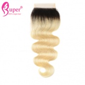 Blonde Ombre Dye Color 1b 613 Body Wave Top Lace Closure 4x4 100 Remy Human Hair