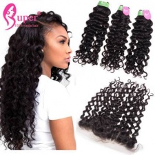 Best Match Lace Frontal Closure 13x4 With 2 or 3 Bundles Jerry Curly Weave Premium Peruvian Virgin Remy Human Hair Extensions