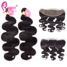 Best Match Body Wave Lace Frontal Closure 13x4 With 2 or 3 Bundles Premium Malaysian Virgin Remy Cheap Human Hair Extensions