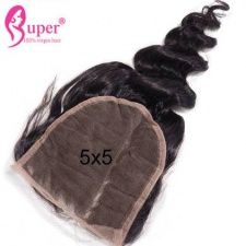 5x5 Top Lace Closure Loose Wave Real Virgin Human Hair Closures 3 Way Middle Free Part