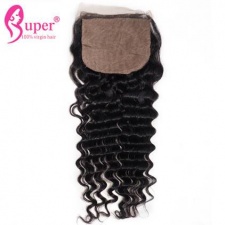 Cabelo Humano Deep Wave Brazilian Malaysian Peruvian Virgin Human Hair Silk Base Closure 4x4