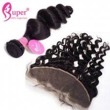 Cheap Weave Bundle Deals With Lace Frontal 13x4 Loose Wave Malaysian Remy Human Hair Extensions