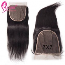 7x7 Lace Closure With Baby Hair Bleached Knots Free Part Straight Virgin Human Hair Natural Color