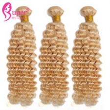 Russian Hair Extensions 613 Blonde Virgin Hair Deep Curly 3 or 4 Bundles