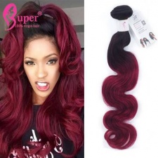 1b 99j Burg Ombre Short Hair With Highlights Body Wave Human Hair Extensions