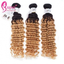 1b 27 Light Ombre Colored Hair Extensions Deep Wave Human Hair Bundle Deals