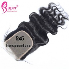 5x5 Transparent Lace Closure Body Wave Brazilian Virgin Human Hair Free Part