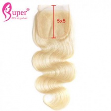 5x5 613 Blonde Top Lace Closure Body Wave Best Human Hair Bleached Knots