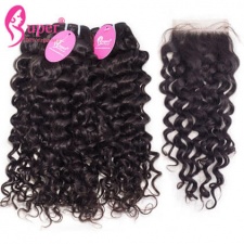 Brazilian Jerry Curly Weave Bundles With Top Lace Closure 4x4 Cheap Human Hair For Sale