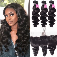 Loose Wave Cheap Human Hair Bundles With Lace Frontal 13x4 Burmese All Virgin Hair Reviews