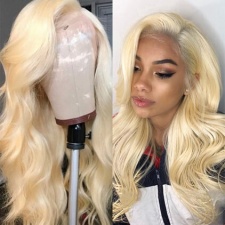 100% Human Hair Body Wave 613 Blonde Full Lace Wig 130% Density