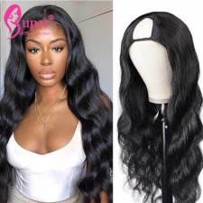 U Part Wig Braizlian Human Hair Glueless Full Machine Middle U Shape Cheap Wigs 