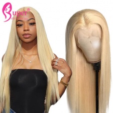 Blonde Front Lace Wigs 613 Straight Human Hair T Part 13x1 Transparent Lace Wig 180%