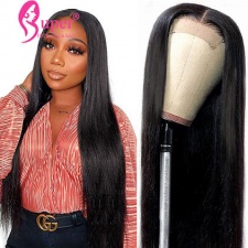 4x4 HD Transparent Lace Closure Wigs Natural Black 100 Real Human Hair Custom Wig Maker