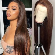 Brown Color Hair Wig Premium 100 Human Hair Straight 4x4 Lace Closure Wigs For Sale Online