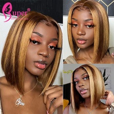 Highlight Wig Piano Color Human Hair Short Bob Lace Wigs 13x4 For Black Women