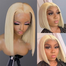 Frontal Lace Bob Wigs 613 Blonde Straight Hair 180% Density Affordable