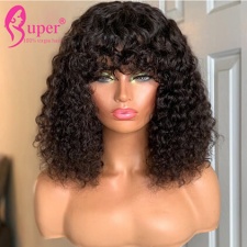 Deep Wave Curly Bob Wig With Bangs Brazilian Human Hair Bob Haircuts For Black Women