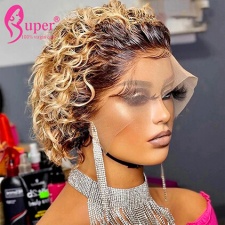 Pixie Cut Wig Curly Human Hair Short Bob Part Lace Wigs For Sale