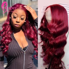 Body Wave Human Hair Lace Front Wig Color 99j Orange Red Pink Real Hair Wigs Cosplay