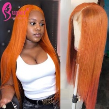 Ginger Orange Custom Colored Wigs Brazilian Staight 100 Human Hair Lace Front Wig Companies