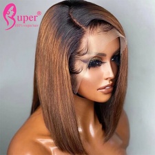 Human Hair Bob Cut Wigs Short Straight T Part Lace Front Cheap Wig For Sale