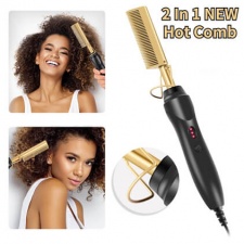  2 in 1 Hair Straightener Hot Heating Comb Flat Irons Multifunction Curling Iron Electric Comb