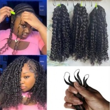 Burmese Curly Crochet Hair Pixie Curls Pre Separated Knotless Miracle Knot Braids Feather Human Hair Extensions