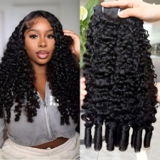 Super Burmese Curly Human Hair Bundle With Twist Out Ends Double Drawn 100% Remy Human Hair Weft