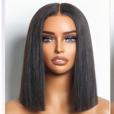 Raw Hair Bone Straight 2x6 HD Lace Wear and Go Glueless Wigs Pre Cut 5x5 Closure 250% Full Human Hair Short Bob Wig
